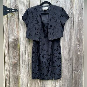 JR Nites Black Embossed Tank Dress with Crop Jacket size 12